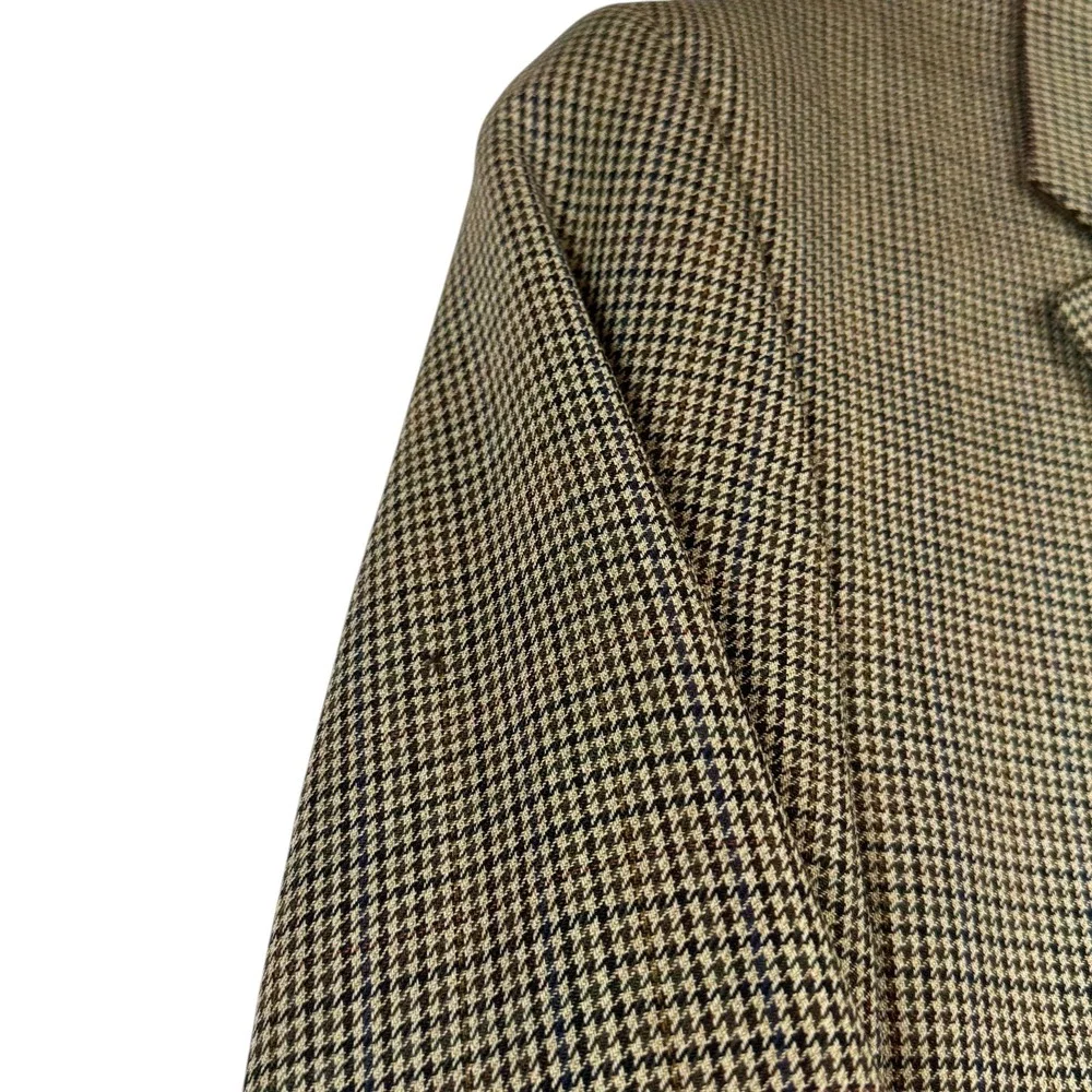 Lauren Ralph‎ Lauren Brown Blazer Sport Coat Mens 42XL Wool Houndstooth VTG 1998